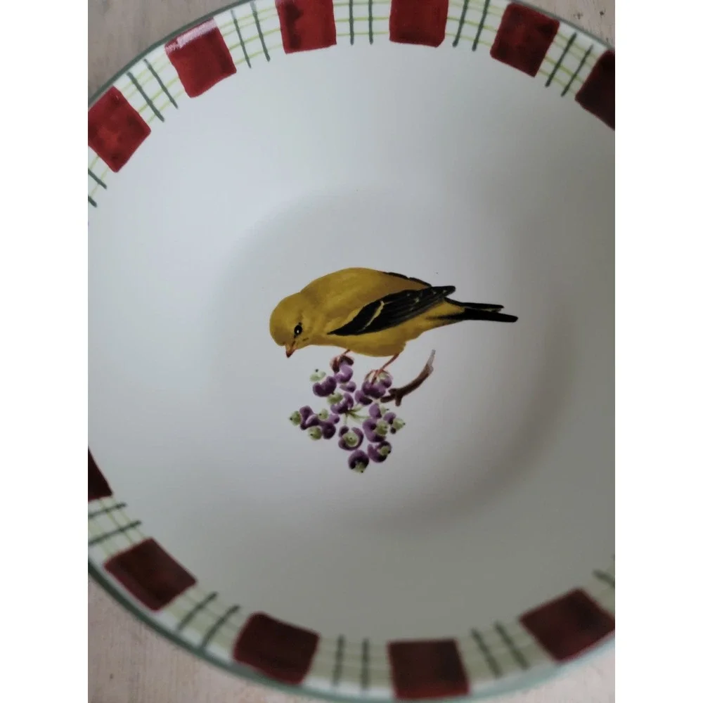 Lenox goldfinch bird bowl winter greetings everyday Xmas home kitchen